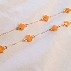 kate spade orange & gold long scatter necklace